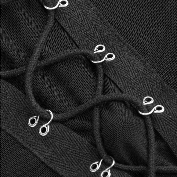 Mesh scoop lace up corset crop top with straps. Size small. - Picture 3 of 6